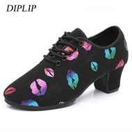 【Exclusive】 New Ballroom Latin Dance Shoes Girl Tango Sasha Jazz Modern Dance Women Dance Shoes Teacher Shoes 5cm Oxford Cloth Snea