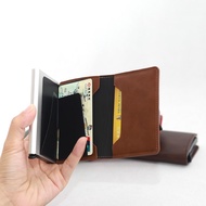 กระเป๋าสตางค์อัจฉริยะสำหรับผู้ชายและผู้หญิง,กระเป๋าที่ใส่บัตรเครดิตสีเขียวกระเป๋าเงินใบเล็กลำลองธุรกิจอะลูมินัมอัลลอยกระเป๋า PU แบรนด์