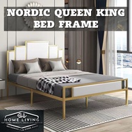 Queen Bed Frame For Master Bedroom King Size Nordic European Style Bed Thick Iron Bed Katil Queen Bilik 北欧式床架