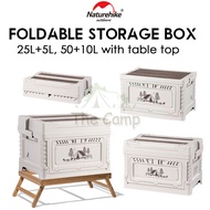 Naturehike Camping Folding Storage Box 25L 50L 50L+10L Stackable with Table Top Wood Base Outdoor Te