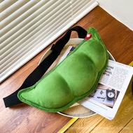 2025 New Style Girls Bags Large Capacity Soft Cute Plush Shoulder Bag Student Cute Edamame Bag Chest