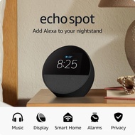 Echo Spot (newest model), Great nightstands, offices and kitchens, Smart alarm clock with Alexa, Bla