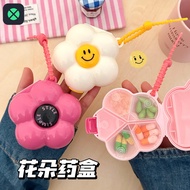 1F 5 Compartment Travel Portable Flower Style Pill Cute Storage Box One Week Pill Organizer Double S