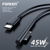 FONKEN Microsoft PD to TYPEC Fast Charge Cable 45W USB C Power Tablet Charger Accessories for Microsoft Surface Tablet PRO5 Microsoft Surface Pro 3 4 5 6 Charging Cable