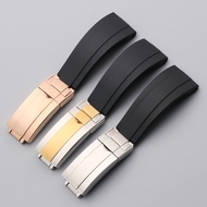Suitable for Rolex Watch Strap Flat Mouth Original Rubber Silicone Black Green Blue Water Ghost Brac