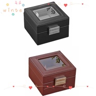 WINTE Watch Box, Leather Wood Watch Storage Box, Portable 1 Watch Slot Watch Collection Box Watch Co