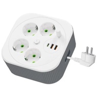 Power Socket A107 Electrical Plug 4 Sockets 2 USB 1 Type C On Off