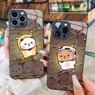 Dudu bubu cute Bear Glass Case for iPhone 17 16 15 14 13 12 11 8 7 6 6s 6p 7p 8p 7g 8g Pro Max XR XS