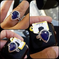 Cincin emas + berlian eropa + blue safir afrika (martapura)