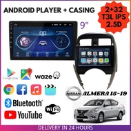 Nissan Almera 2015 2016 2017 2018 2019 2+32GB 9 INCH T3L IPS 2.5D Android Player With Casing And PNP socket (Version 10)