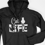 Zipper Hoodie Jacket - Cat Life
