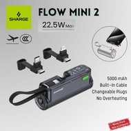 SHARGE Flow Mini 2 Portable Charger 5000mAh Small Power Bank Changeable Plugs and Built in Cable
