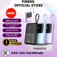 3c certificate Pineng Power Bank pn892pd 20000mAh PD 22.5W Fast Charging Powerbank Built in Dual-Cab