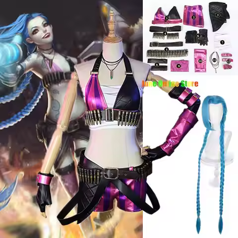 LOL Lol Jinx Cosplay Anime Costume Game LOL Jinx Cosplay Anime Accessories Clothes Full Halloween Co