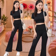 Best Coords for 8-13 yrs old korean style flare pants w/shortsleeve croptop for 8-13 yrs old knitt