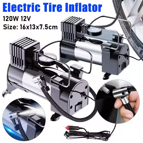 12V Car Tire Pump Cylinder Power System Electric Tire Inflator with Pressure Gauge Auto Inflatable P