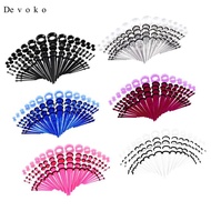 [Devoko] 50 Pieces Acrylic  14G-00G  Ear Gauges Expander Assorted Size Kit , Black