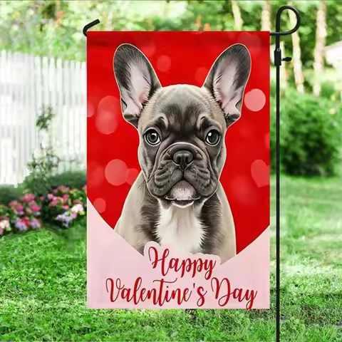 French Bulldog Valentine Puppy Dog Flag Graden Flag UUI GGX