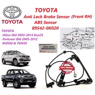 TOYOTA Anti Lock Brake Sensor (ABS Sensor) (Front) 89542-0K020 & 89543-0K020 -Toyota  Hilux KUN25 & 