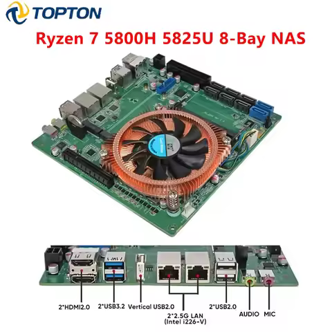 Topton N21 11-Bay NAS Motherboard AMD Ryzen 7 5825U 9 5900H 5900HX 2*2.5G LAN 8*SATA 3*NVMe 2*DDR4 G
