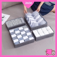 💖ZEN ZEN💖 6/7/8/24 Grid Fabric Underwear Organiser Bra Panties Socks Storage Box for Drawer Wardrobe