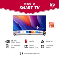 Megra 55 Inch Smart TV 4K UHD With Netflix Licensing LED TV Smart Television Built In MYTV (55") Pro