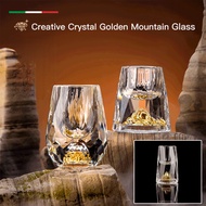 【NEW】Unique Crystal Glass Gold Foil Wine Cup Set with Gift Box Moutai Cup
