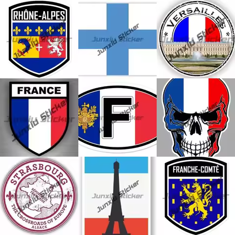 Art Eiffel Tower Paris France Vinyl Sticker Versailles France Seal Sticker Round Flag Travel Decals