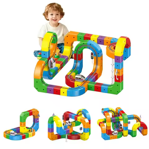 51/62/81/105//123/167PCS Electric Magical Track Train 3D Building Tracks Cube Rails STEM Educational