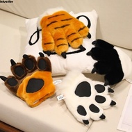 INKSCRIBE​ Animal Paw Plush Gloves, Furry Texture Striped Design Faux|Paw Gloves, Cosplay Gloves Sof