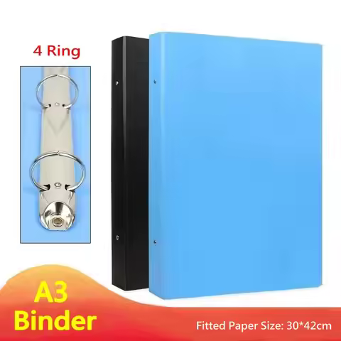 Multi-color A3 Binder 4-Rings A3 Folder For Document Storage HD Transparent Sleeves Ring Binder Fold