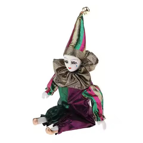 22cm Porcelain Dolls Italian Triangel Dolls Sad Clown Dollhouse