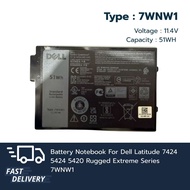 Battery Dell 7WNW1 11.4V 51Wh Laptop Latitude 7424 5424 5420 Rugged Extreme Series Original Grade