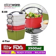 Elianware E-88 Multi Layer Lunch Box Microwave E-88/4 E-88/2 E-88/3 Tiffin Plastic Square Food Carri