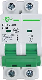 AC Miniature Circuit Breaker, 2 pole 16 Amp, 12-240VAC, 6kA Din Rail Mount Breaker with Thermal Magn