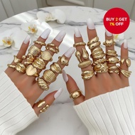 Hip Hop Fashion Jewelry Collection: 30 Metal Twisted Star Rings for Women  Koleksi Barang Kemas Fesy