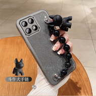 Casing Honor X6C HonorX6C Phone Case New Design Cute Bulldog Bear Doll Bracelet Pendant Shiny Cardst