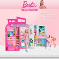 Barbie Doll House Playset Getaway House WITH BARBIE DOLL and Accessories 4 Play Areas And 11 Decor A