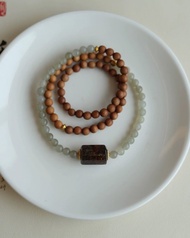 6mm邁索爾老山檀 晴水玉黑金超七桶珠設計多圈手串項鍊ms