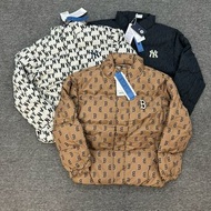 MLB滿印logo重工刺繡小標NY羽絨棉服外套