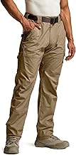 CQR Men's Flex Ripstop Work Pants, Water Resistant Tactical Pants, Outdoor Utility Operator EDC Carg