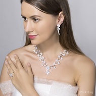 Full Diamond Girl Outfit Accessories Set Jewelry Jewelry Leaf-shaped Wedding Dress Luxurious Necklac