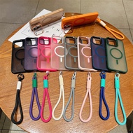 Apple 17promax 17e 16e iPhone15plus 14pm13 12 Frosted Transparent Phone Case Magnetic Charging Wrist