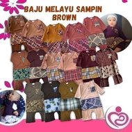 RAYA 2022 BAJU MELAYU BERSAMPIN BROWN / BAJU MELAYU BERSAMPIN COKLAT / BAJU MELAYU SAMPIN BABY / BAJ