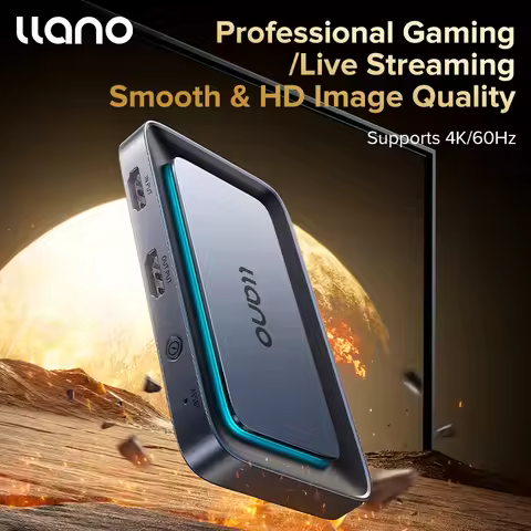Llano Professional HDMI Live Stream Switcher 4K 60HZ Video Capture Card for Streaming Podcasting Com