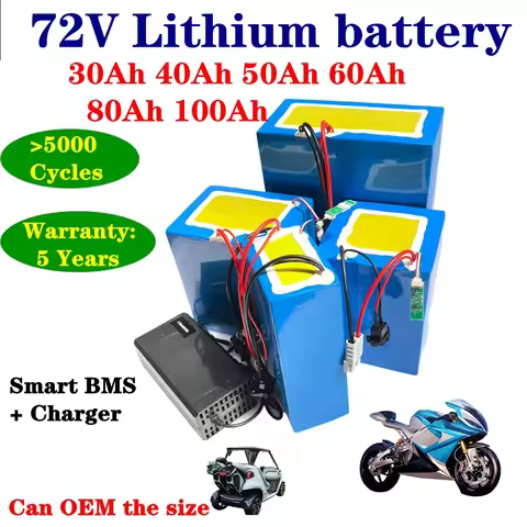 20S 72v 40Ah 50Ah 60Ah 70Ah 80Ah 100Ah lithium ion battery with BMS for 5000W scooter Motorcycle For