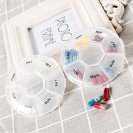 ALT - 7-Day Round Medicine Box with Capsule Pill Storage Traveller Dailytablet - Mini Seven Grid Med