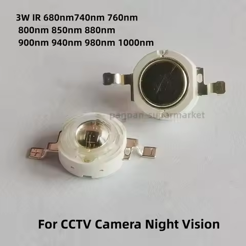 3W IR 680nm740nm 760nm 800nm 850nm 880nm 900nm 940nm 980nm 1000nm Infrared LED Bulbs Chip COB For CC