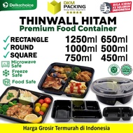 THINWALL Black Food Container Black Rectangle Round Catering Plastic Container Take Away