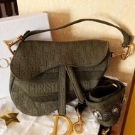Dior/迪奧 馬鞍Saddle系列 綠色中號丹寧牛仔馬鞍包